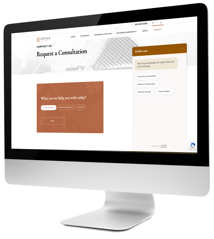 Law firm website on a screen