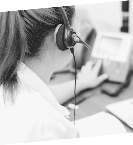 Woman on the phone with a headset