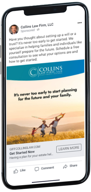 law firm paid social advertising example