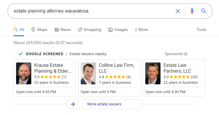 estate planning law firm local service ads