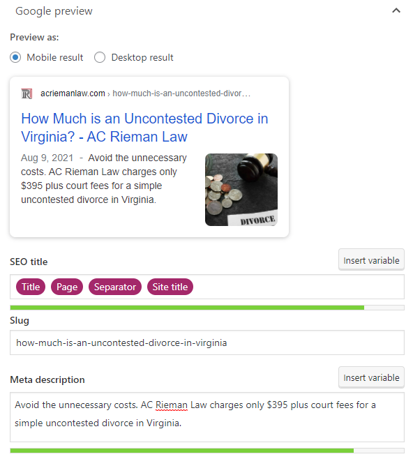 Meta description in WordPress