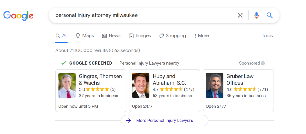 personal injury google LSA