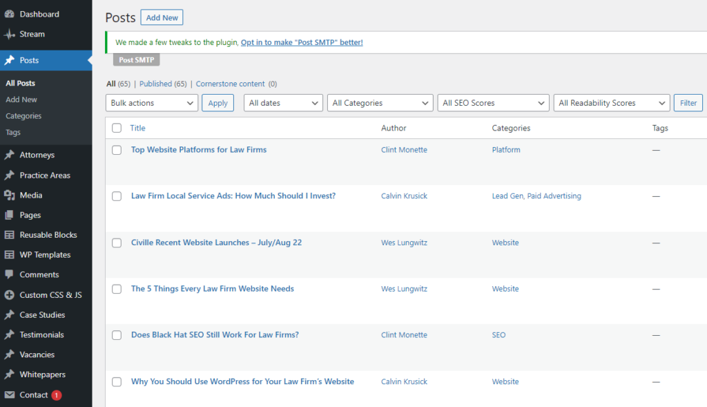 WordPress Backend Screenshot