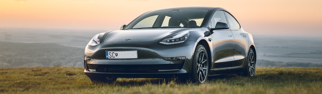 Tesla Model 3 gray front view