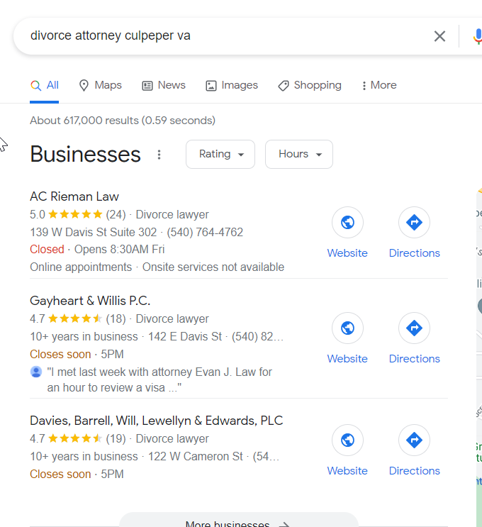 divorce attorney culpeper va