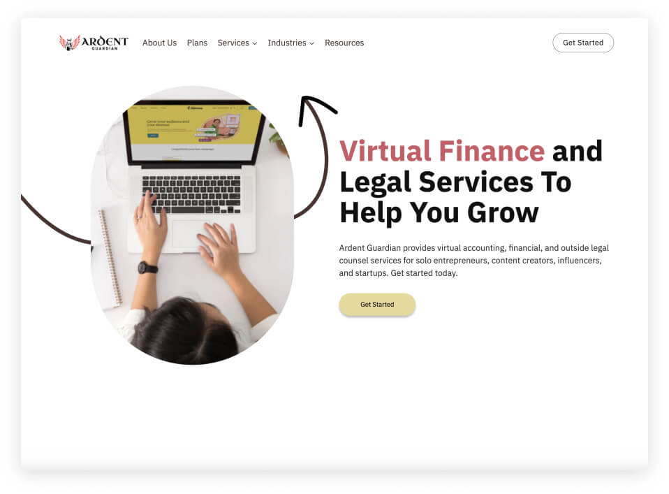 Ardent Guardian website preview