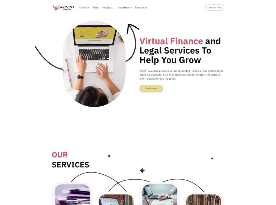 Ardent Guardian Website screenshot
