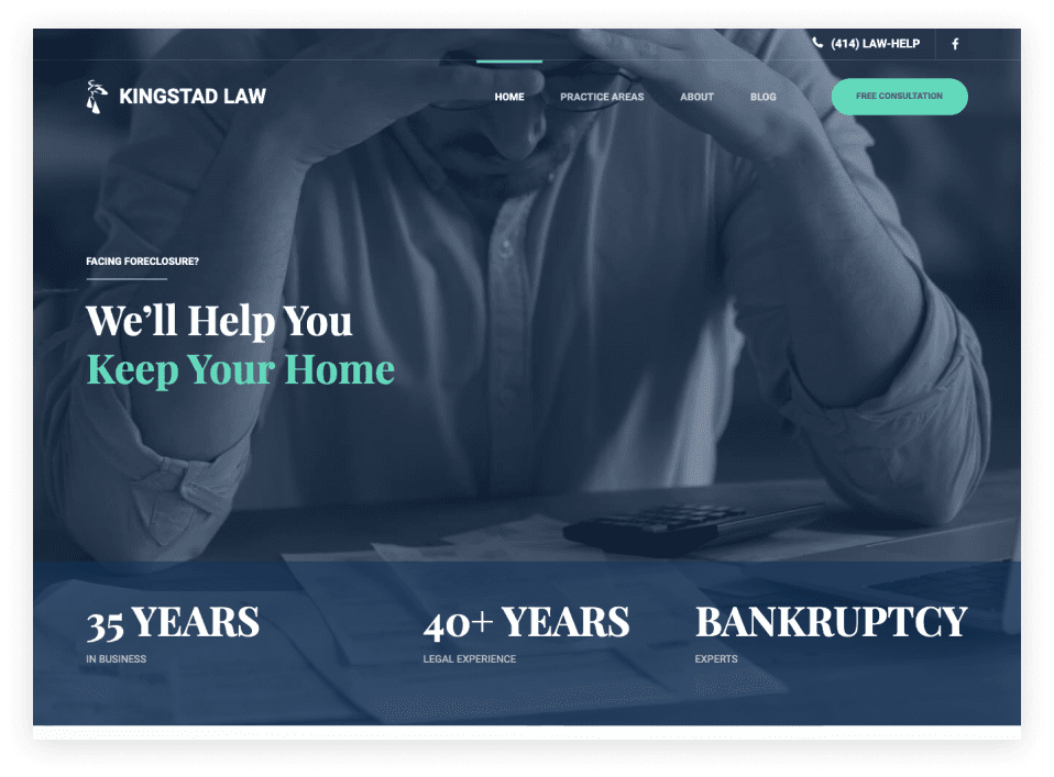 Kingstad Law website screenshot