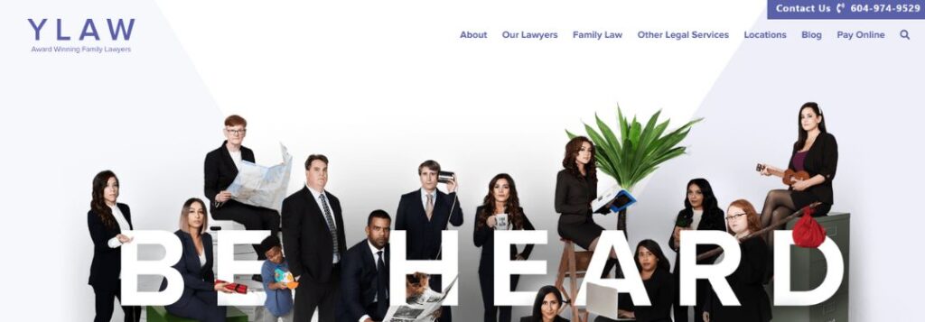 Group of YLAW Attorneys in the Office with White Be Heard Text