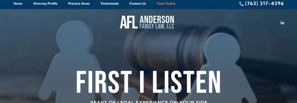 Family Cutouts with Gavel on Blue Background of Anderson Family Law Homepage