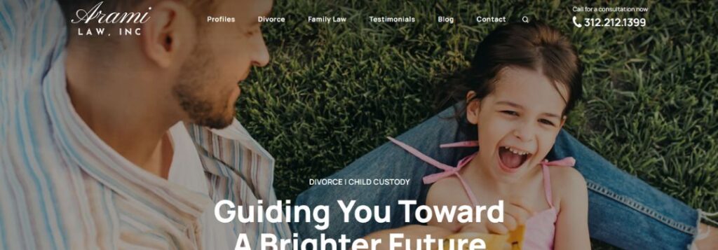 Father and Daughter Laughing with Text on Arami Law Homepage