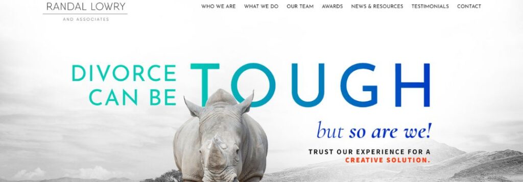 Rhino on Landscape Background with Bright Text for Randal Lowry and Associated Homepage
