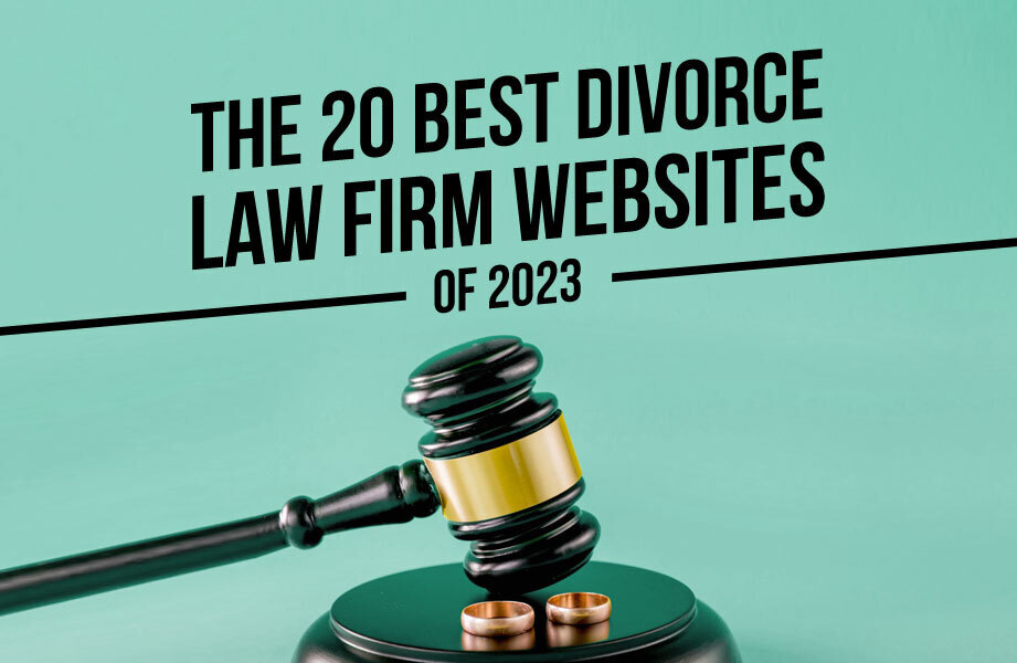 Teal Background with Gavel and Black The 20 Best Divorce Law Firm Websites of 2023 Text