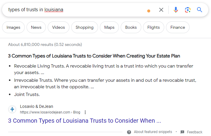 Civille Estate SEO Trusts search Losavio & DeJean