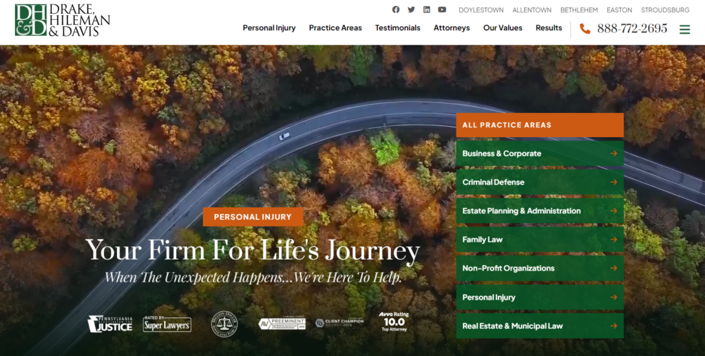 Civille Best PI Law Firm Websites - Drake Hileman & Davis