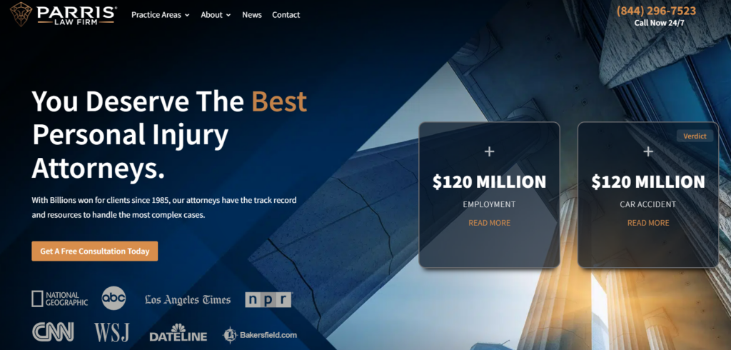 Civille Best PI Law Firm Websites - Parris Law Firm