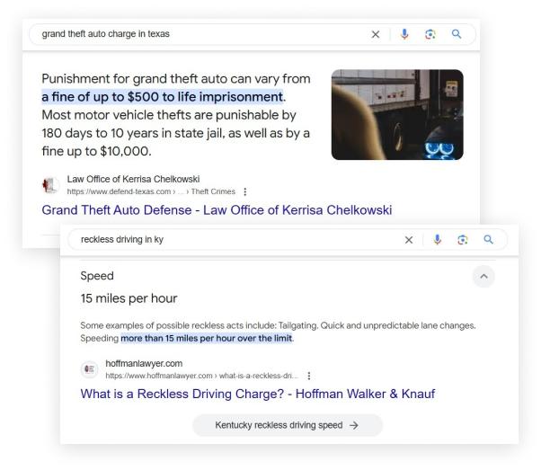 Criminal law search results