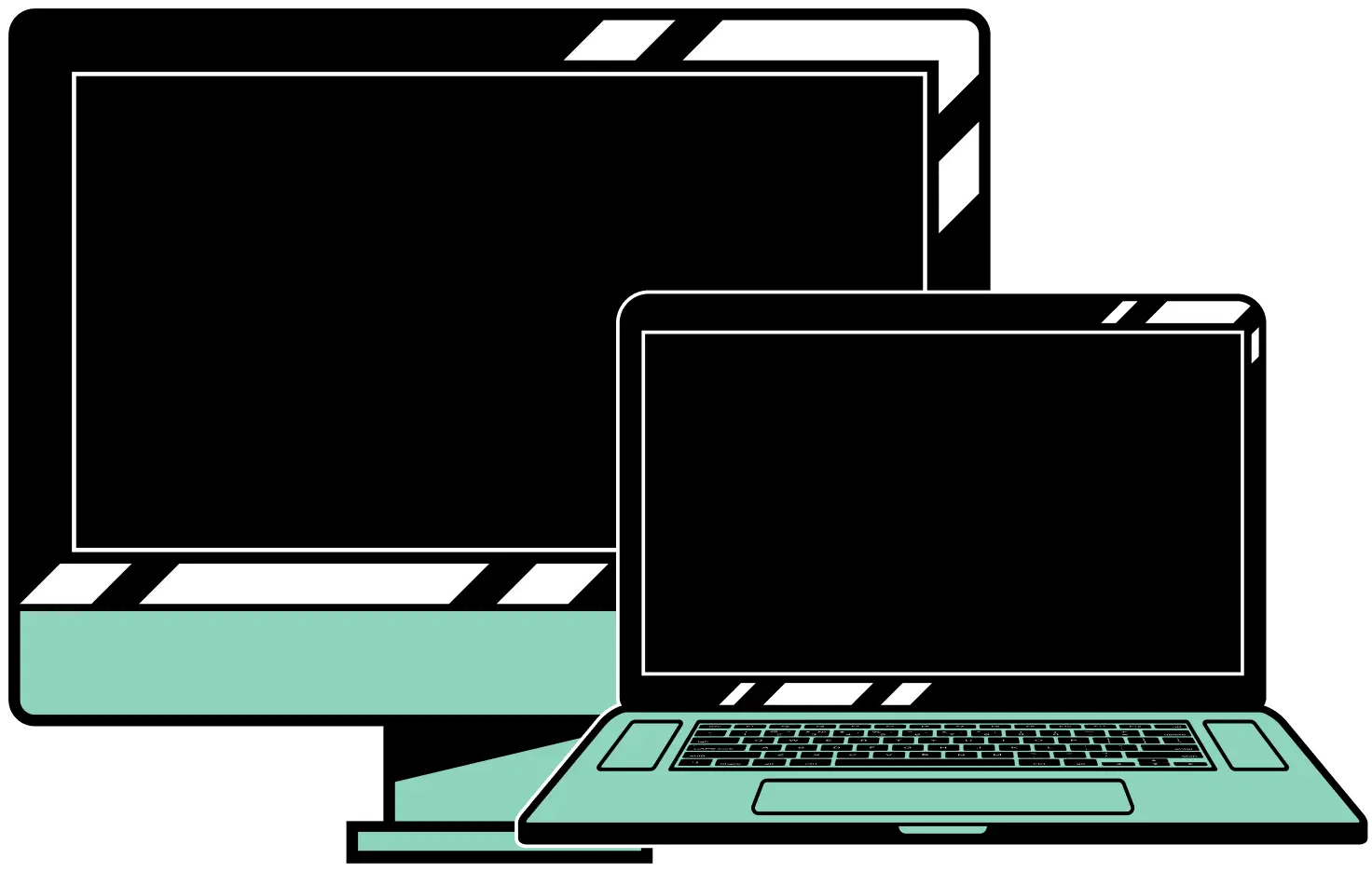 a monitor and a laptop