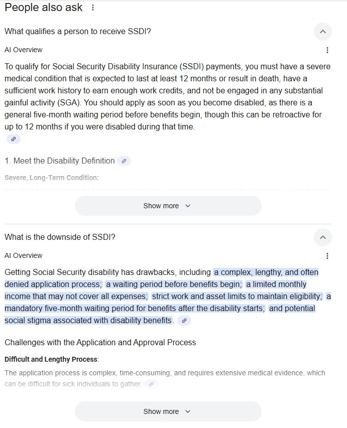 SSDI PAA AI Overview