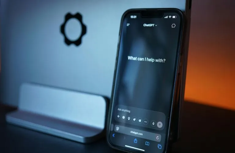 Smartphone on Desk with ChatGPT App