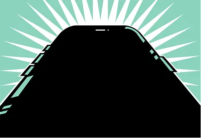 Silhouette of a car against a teal background with white starburst rays.