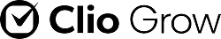 Logo featuring a checkmark inside a circle followed by the text "Clio Grow" in black.