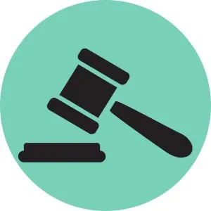Black Gavel Outline on Mint Green Circle