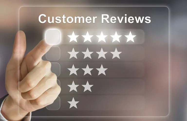 Hand Selecting 5-Stars on a Customer Review Graphic