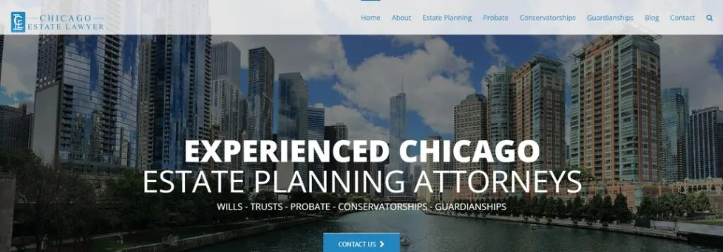 Chicago Estate Lawyer Homepage with Chicago City and Chicago River