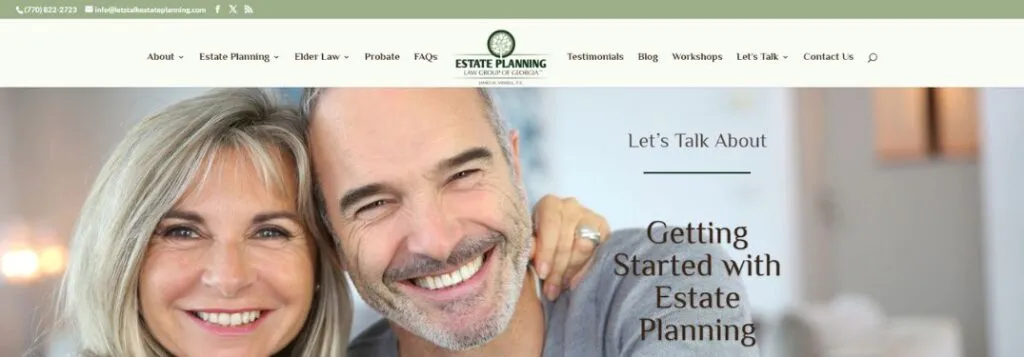 Estate Planning Law Group of Georgia Homepage with Older Couple and Text