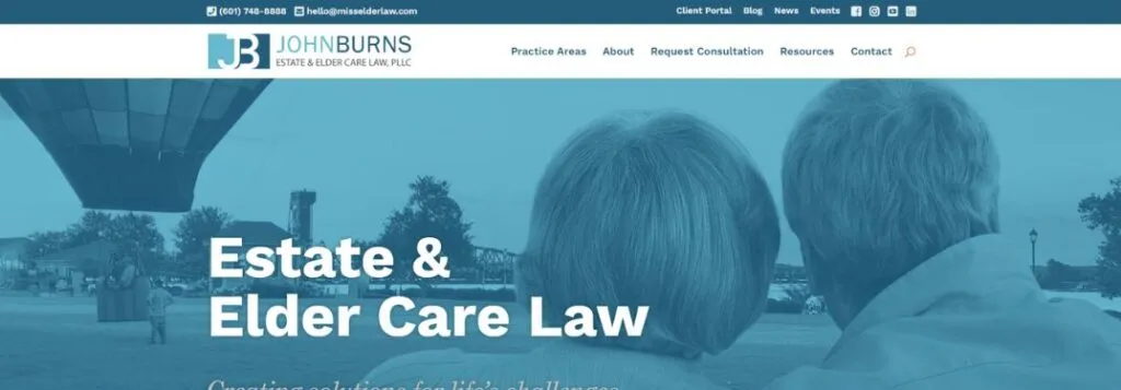John Burns Law Homepage with Older Couple in Blue Filter