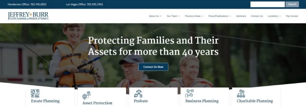Law Firm of Jeffrey Burr Homepage with Family and Text