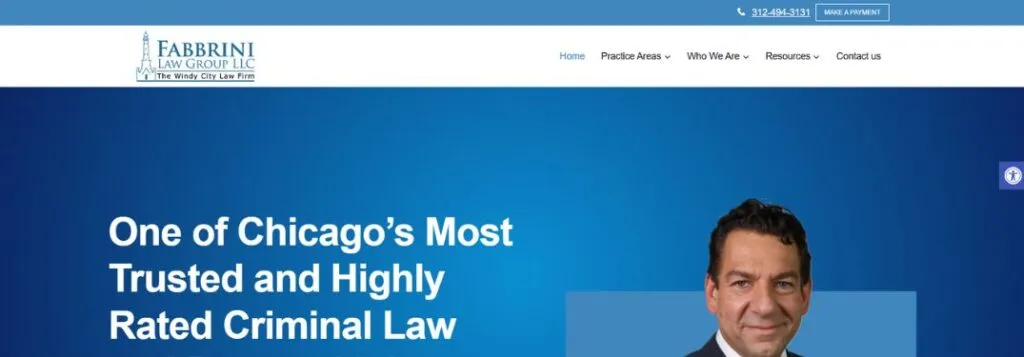 Fabrini Law Group Website Homepage with Attorney Photo and Text