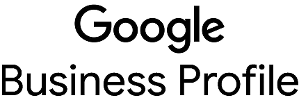 Google Business Profile logo with black text on a transparent background.