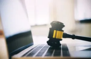 Gavel on a Laptop Keyboard