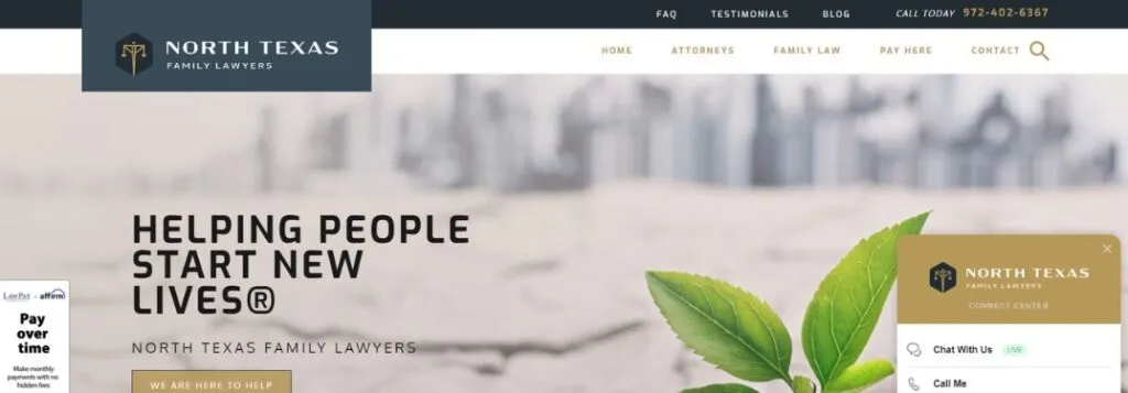 Plant and Text on North Texas Family Lawyers Website