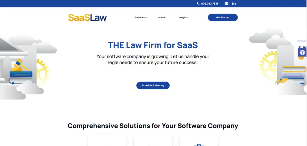 SaaS Law Website Homepage with Text