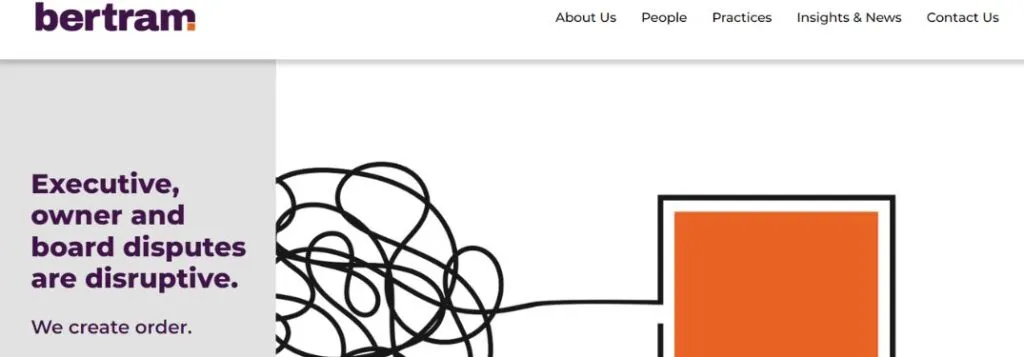 Bertram LLP Website Homepage with Modern and Abstract Art