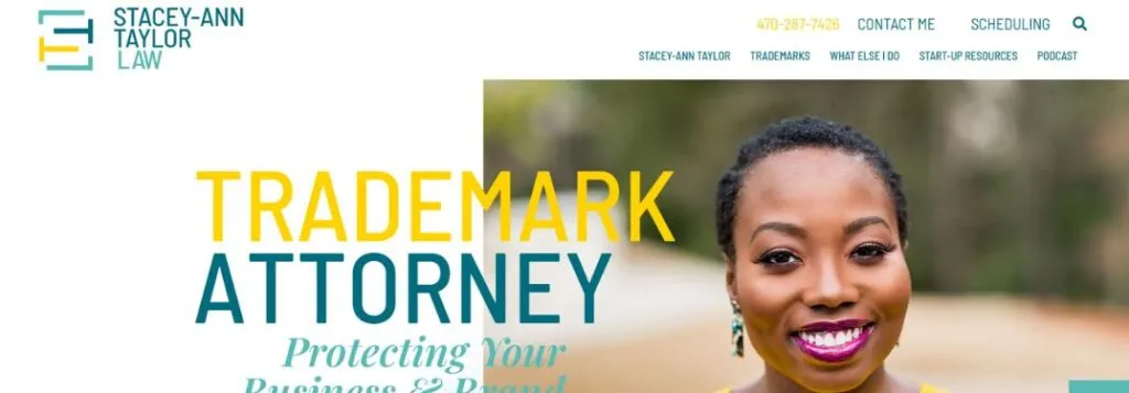 Stacey-Ann Taylor Law Firm Homepage with Attorney and Text