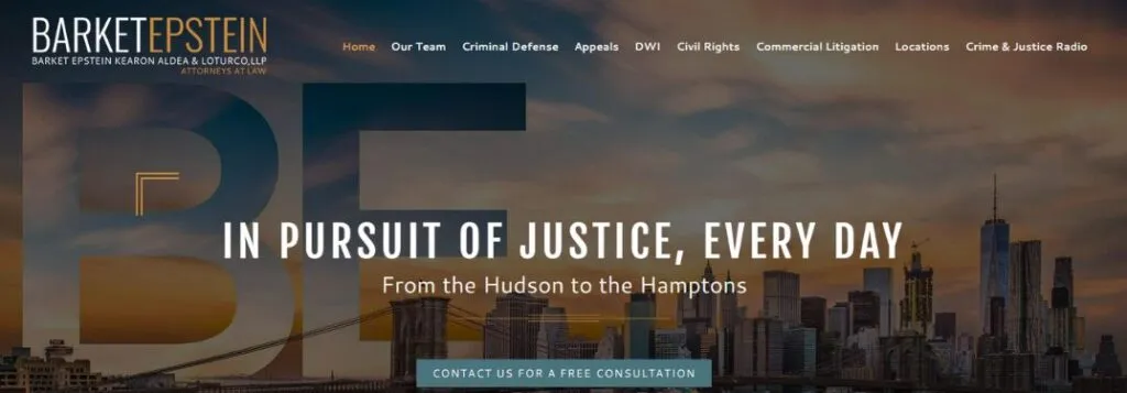 City Skyline, Logo and Text on Website of Barket Epstein Law