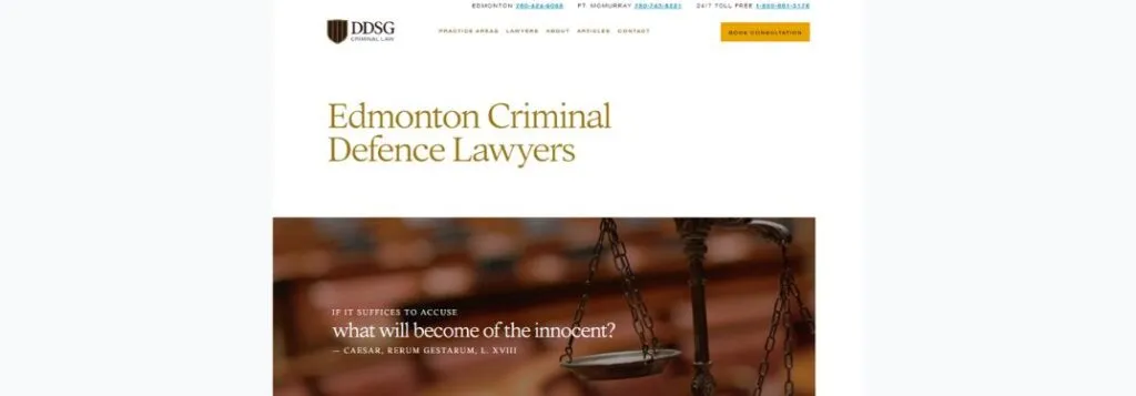 Scales of Justice and Text on Website of DDSG Law