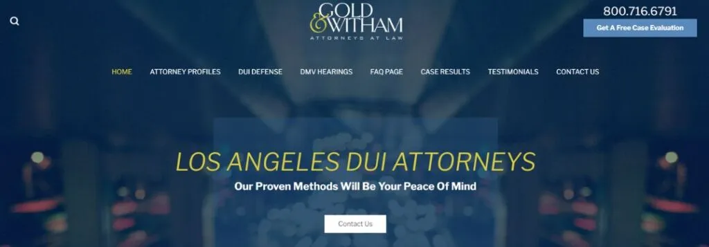 Blue Background with Blurred Image and Text on Website of Gold and Witham Law Firm