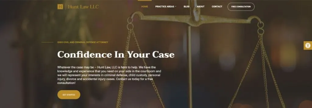 Scales of Justice on Homepage of Hunt Law Website