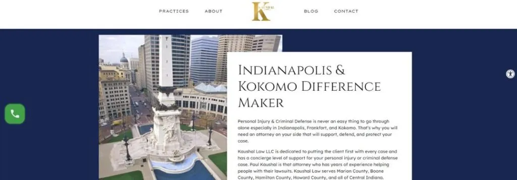 City Landscape Images and Text on Website of Kaushal Law LLC