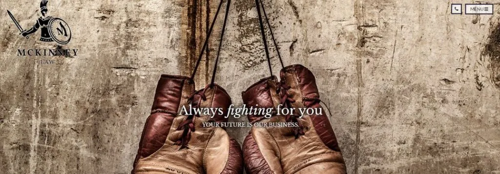 Boxing Gloves on Homepage of Randall McKinney Law Website