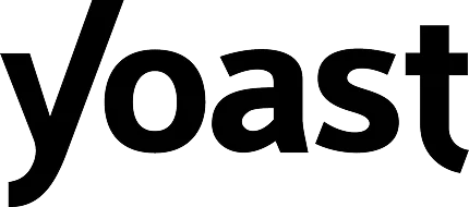 Logo of Yoast, featuring bold black lowercase letters on a transparent background.
