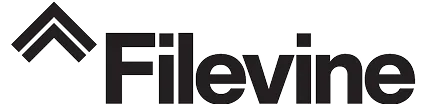 Logo featuring two black upward chevrons above the black text "Filevine" on a transparent background.