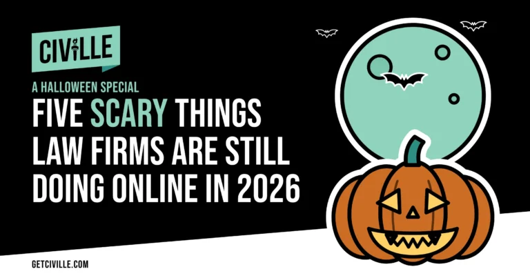 Graphic with teal and white text on black background, featuring a jack-o'-lantern, bats, and a full moon.